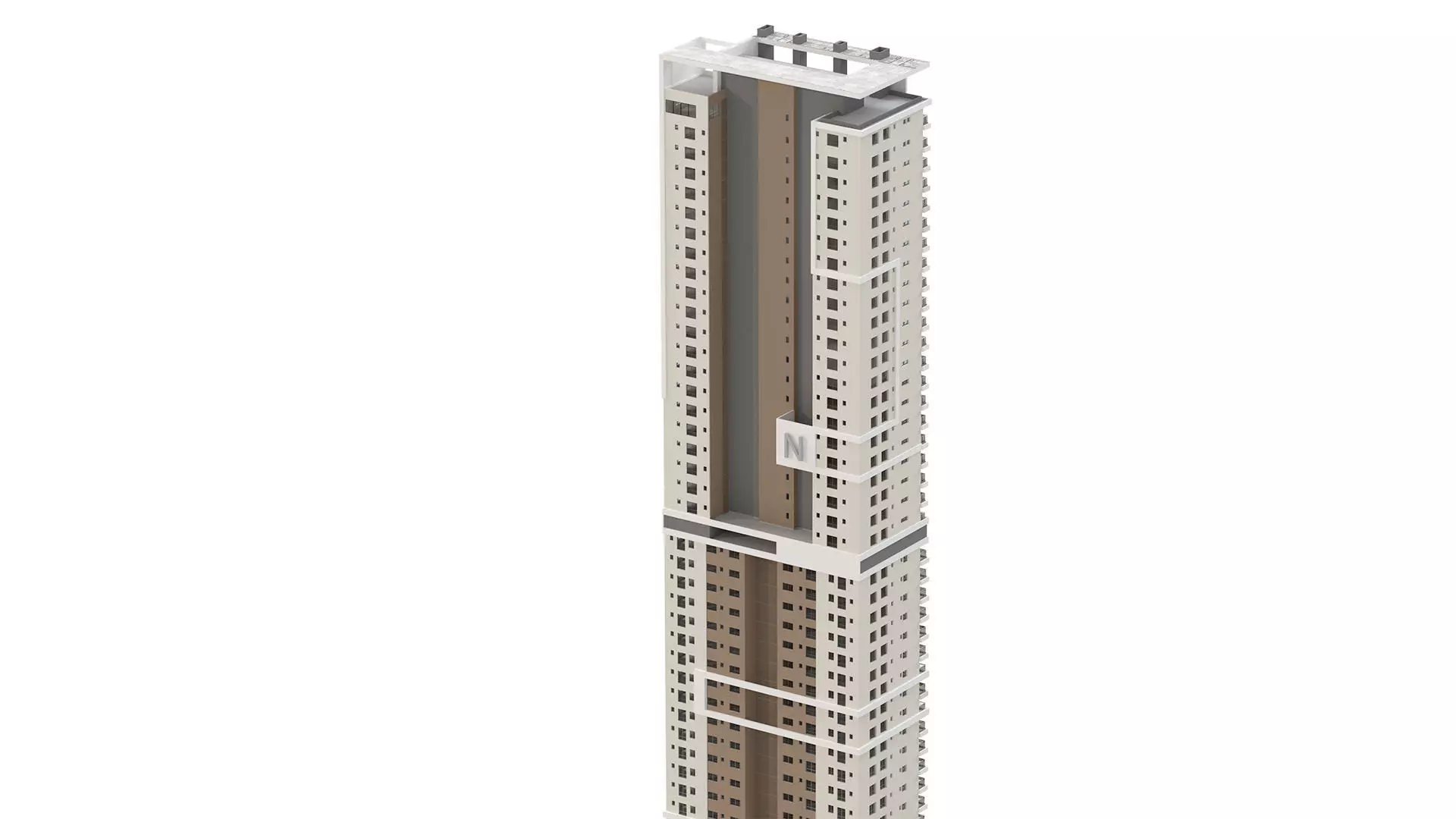 Generic High Rise building for exterior scene 3D model_4
