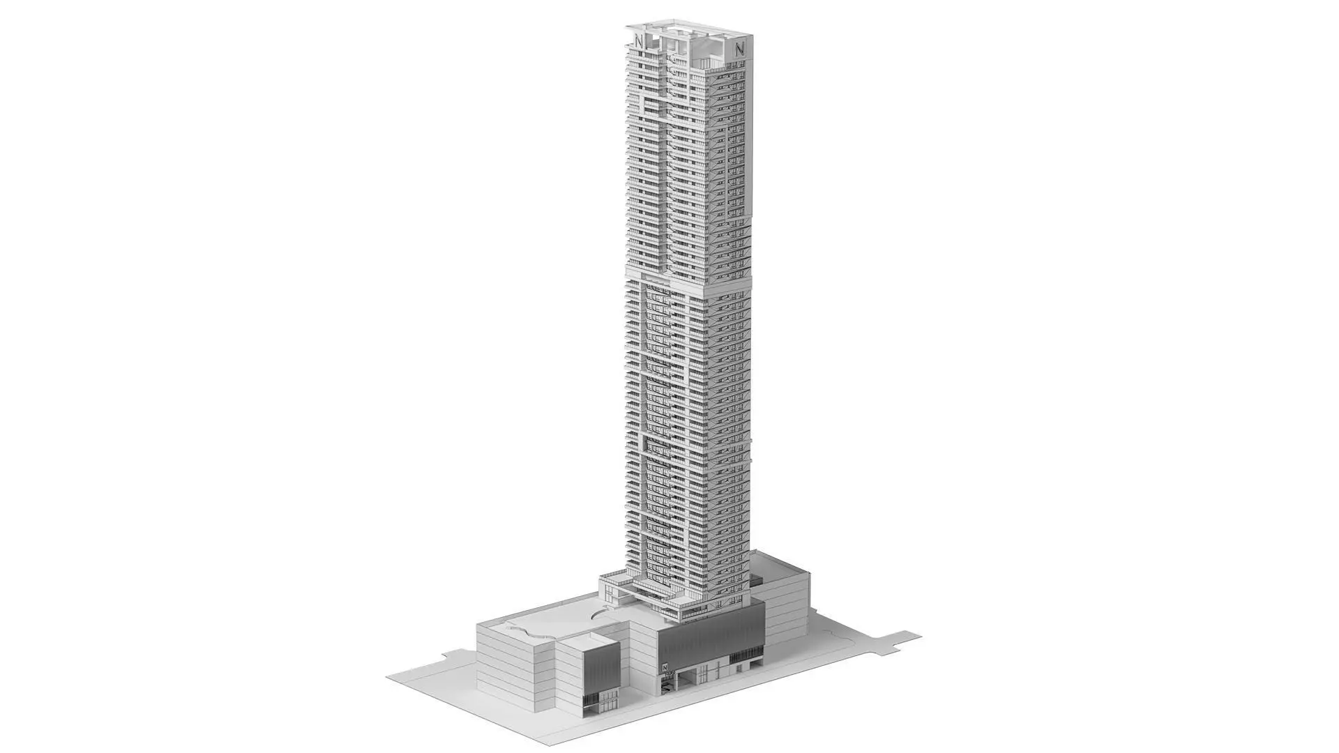 Generic High Rise building for exterior scene 3D model_8