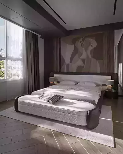 Modern Luxury Master Bedroom 3D Scene Low-poly 3D model