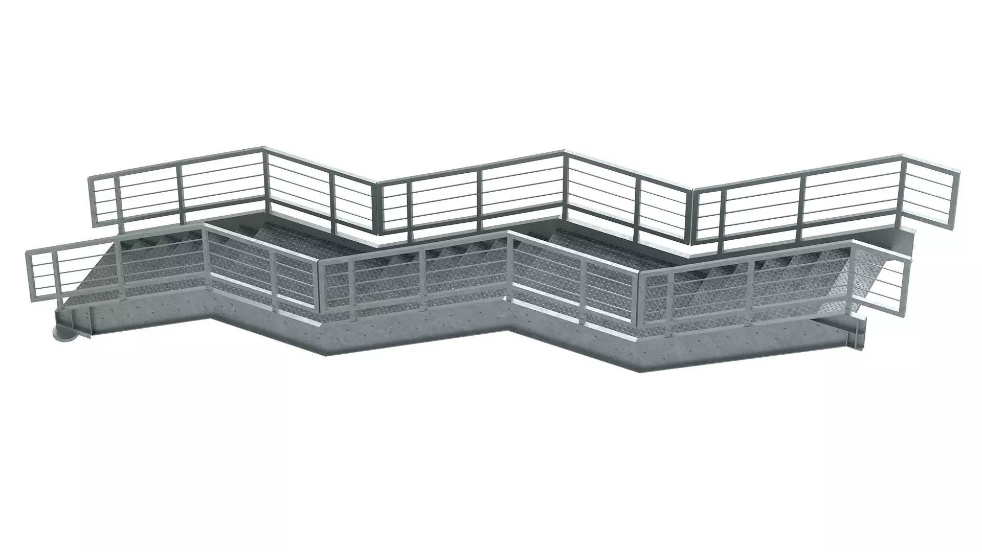 Metal Modular Industrial Staircase Builder set 02 3D model_4
