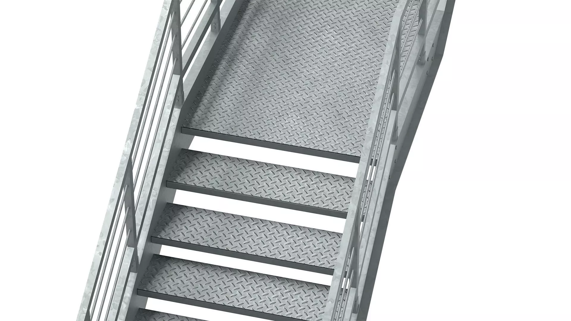 Metal Modular Industrial Staircase Builder set 02 3D model_7