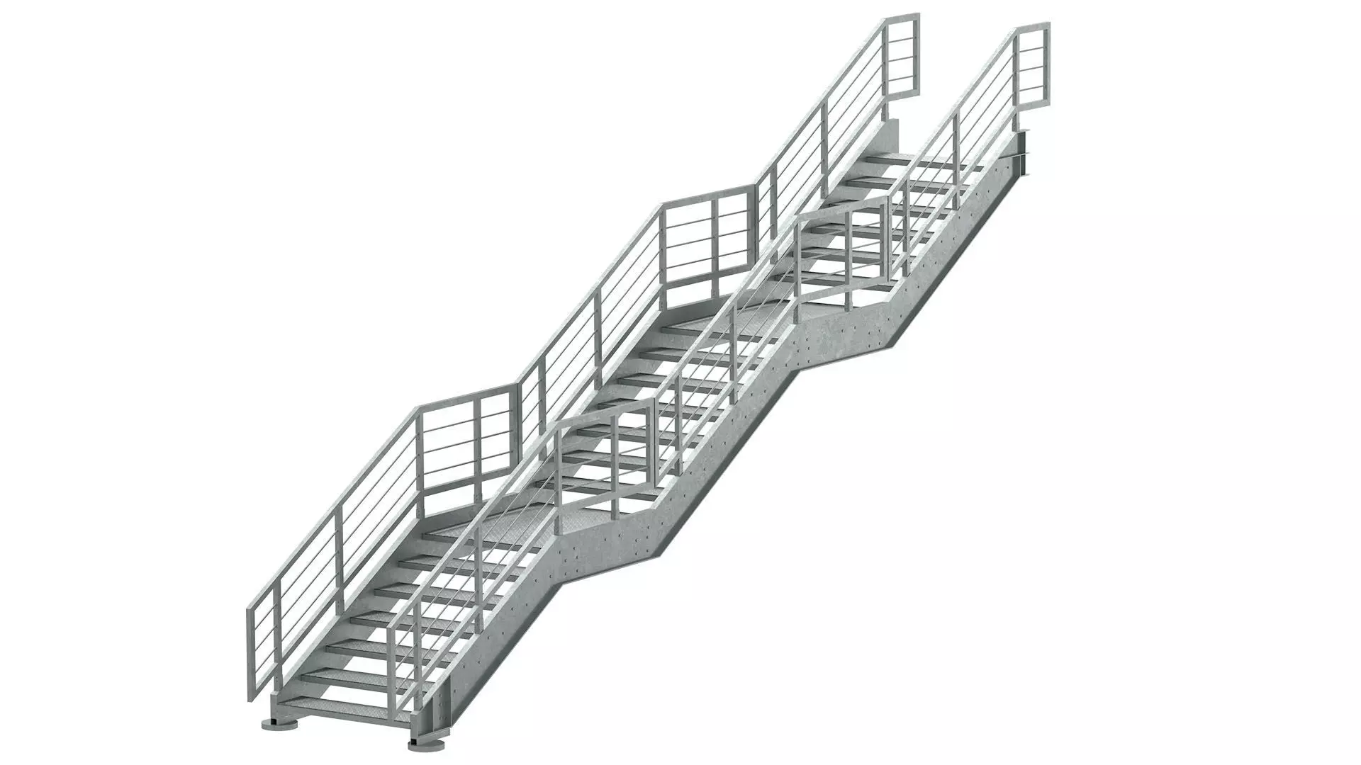 Metal Modular Industrial Staircase Builder set 02 3D model_1
