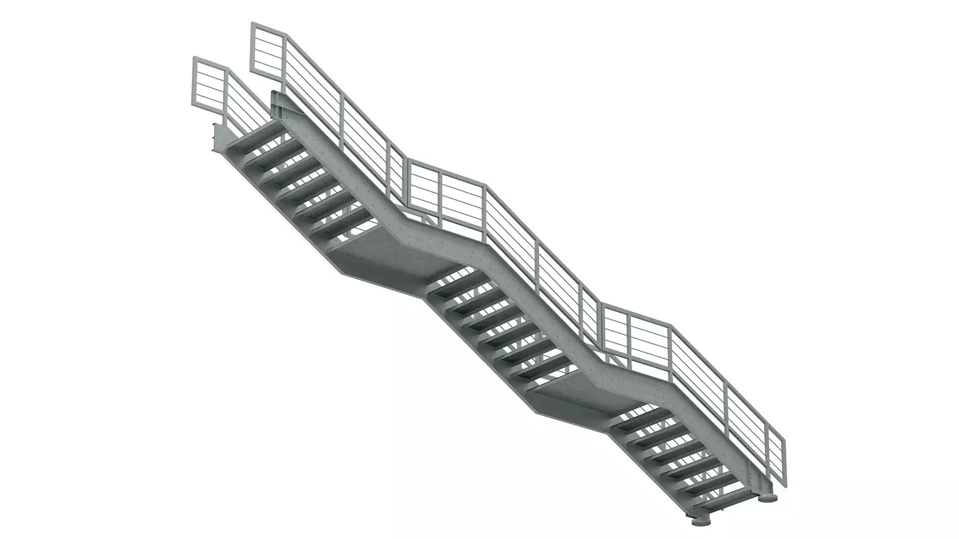 Metal Modular Industrial Staircase Builder set 02 3D model_3