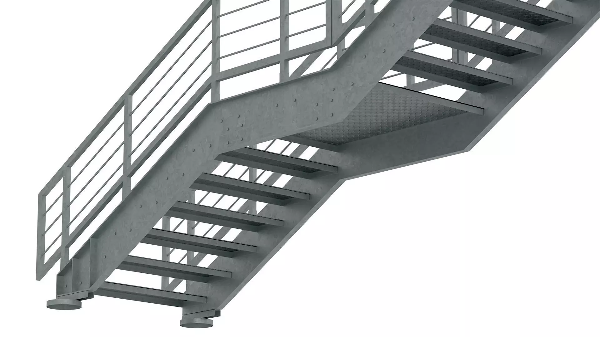 Metal Modular Industrial Staircase Builder set 02 3D model_5