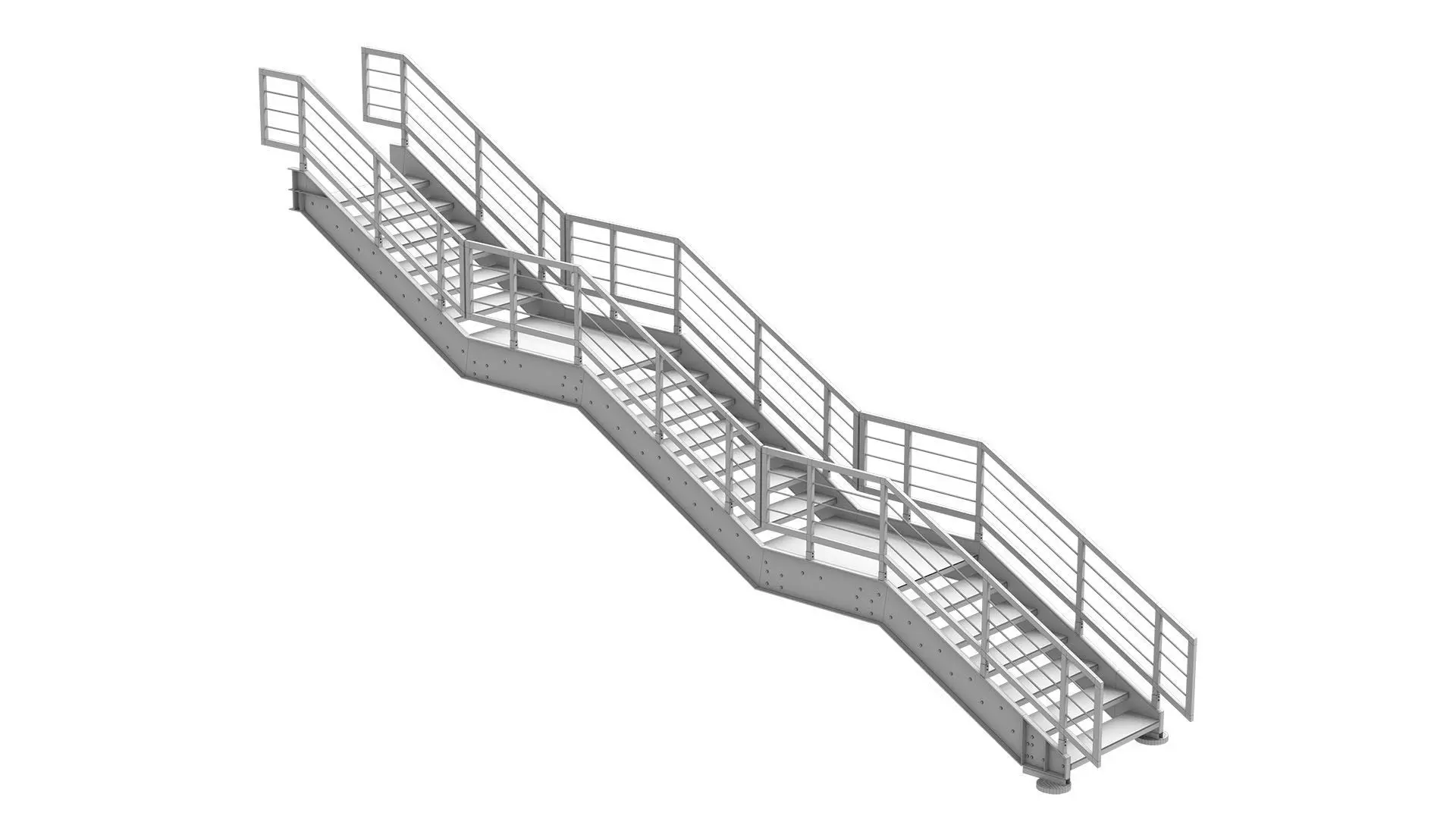 Metal Modular Industrial Staircase Builder set 02 3D model_9