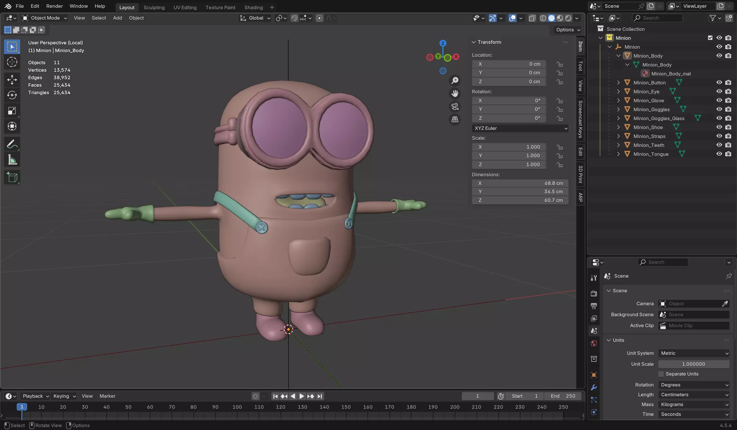 Minion Low-poly 3D model_11