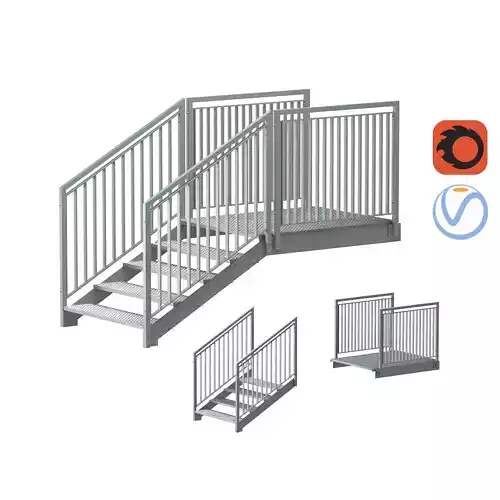 Section of metal stairs 04