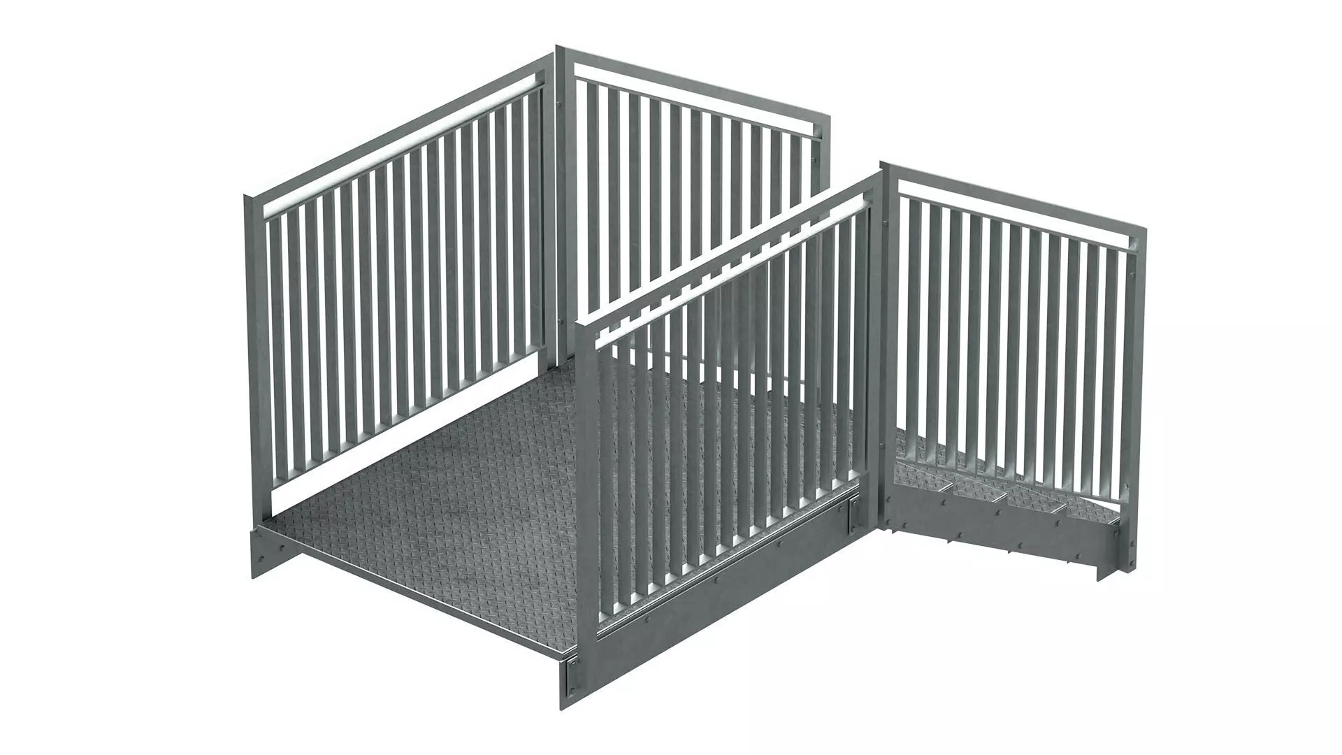 Section of metal stairs 04 3D model_3