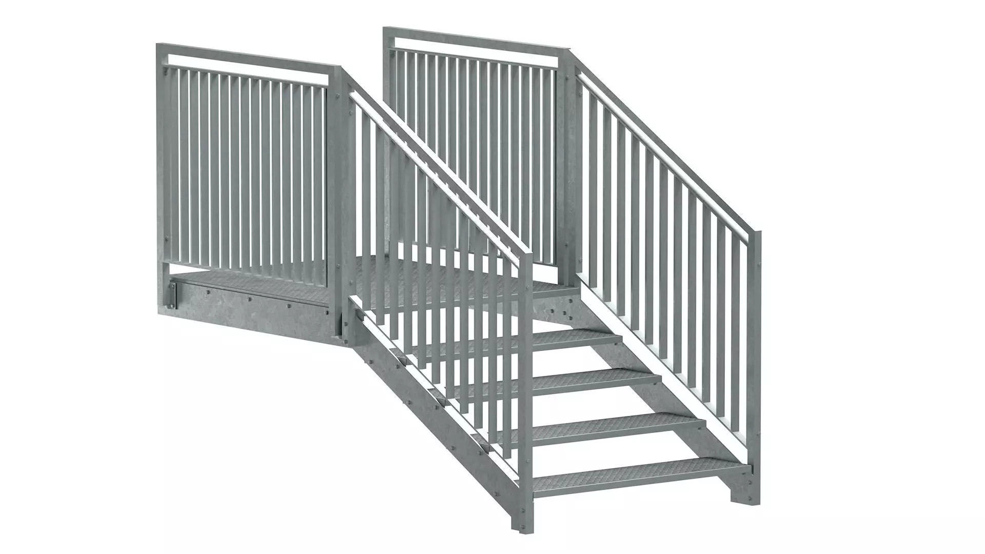 Section of metal stairs 04 3D model_5