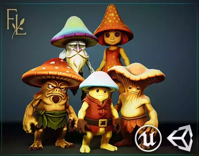 Mushrooms Pack - Game ready characters