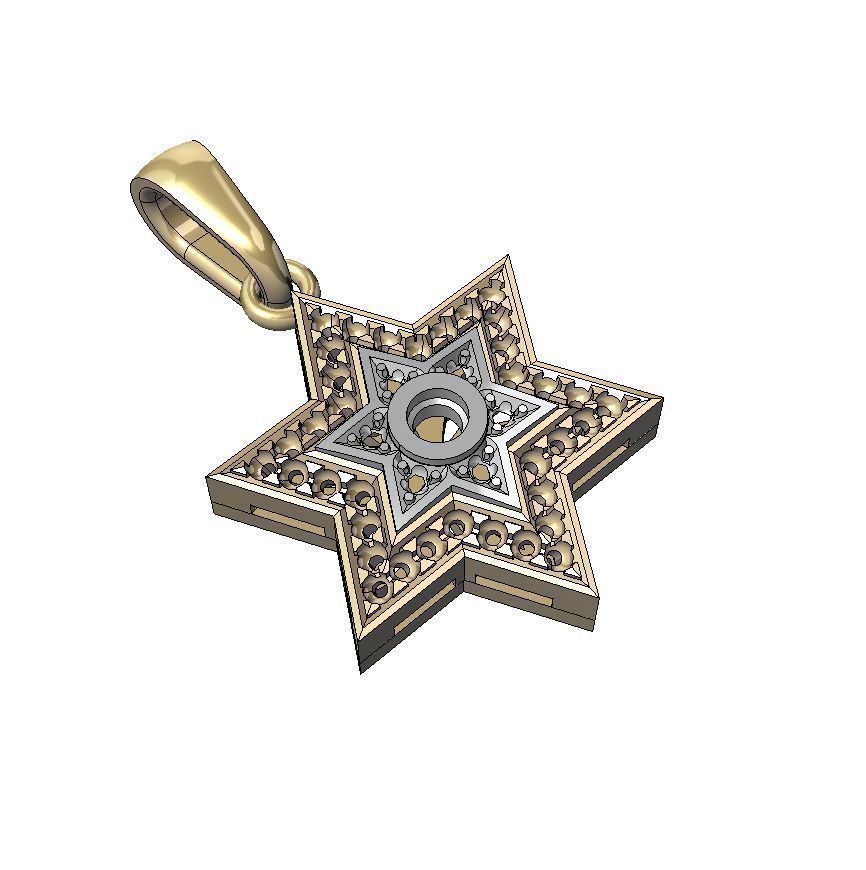 Star of David Pendant with gemstones 002 3D print model_2