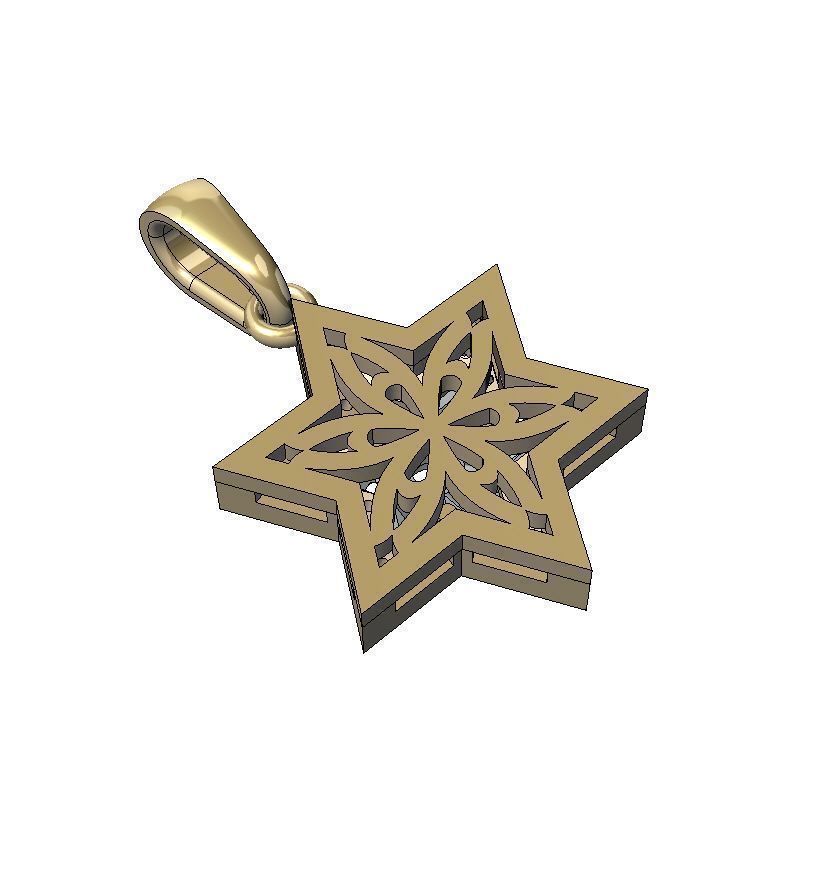 Star of David Pendant with gemstones 002 3D print model_3