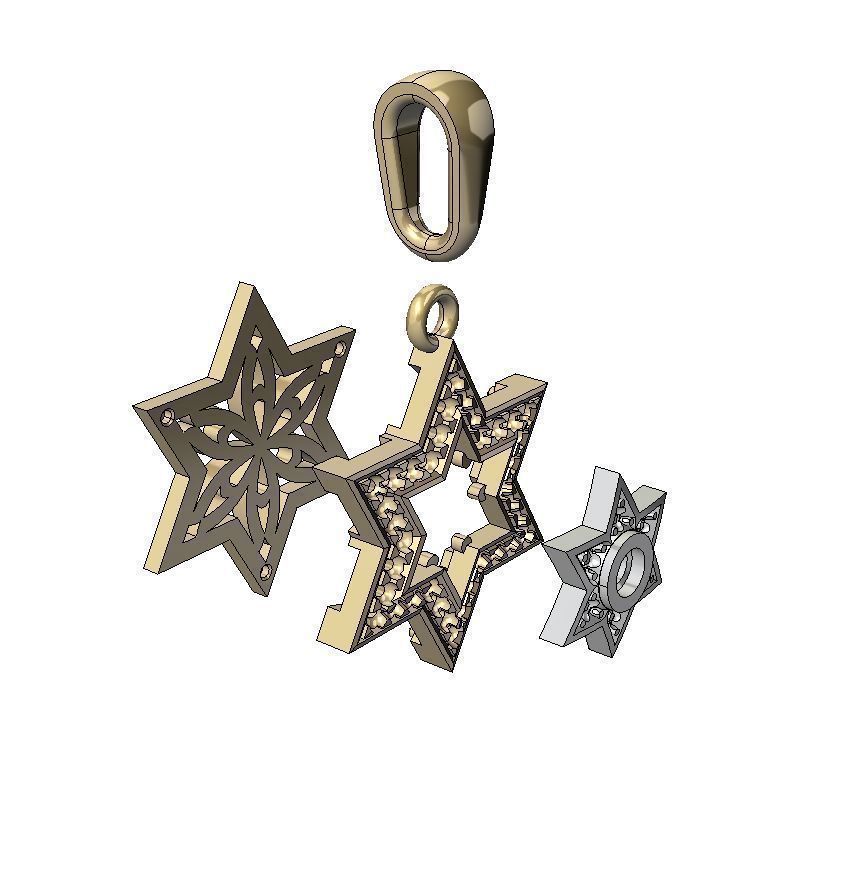 Star of David Pendant with gemstones 002 3D print model_4