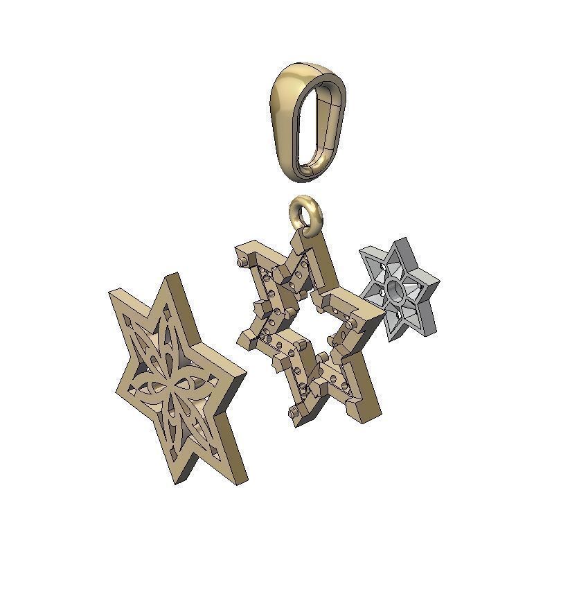 Star of David Pendant with gemstones 002 3D print model_5