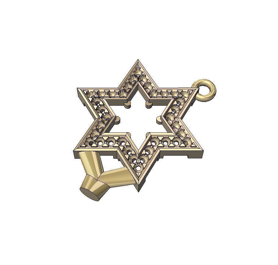 Star of David Pendant with gemstones 002 3D print model_7