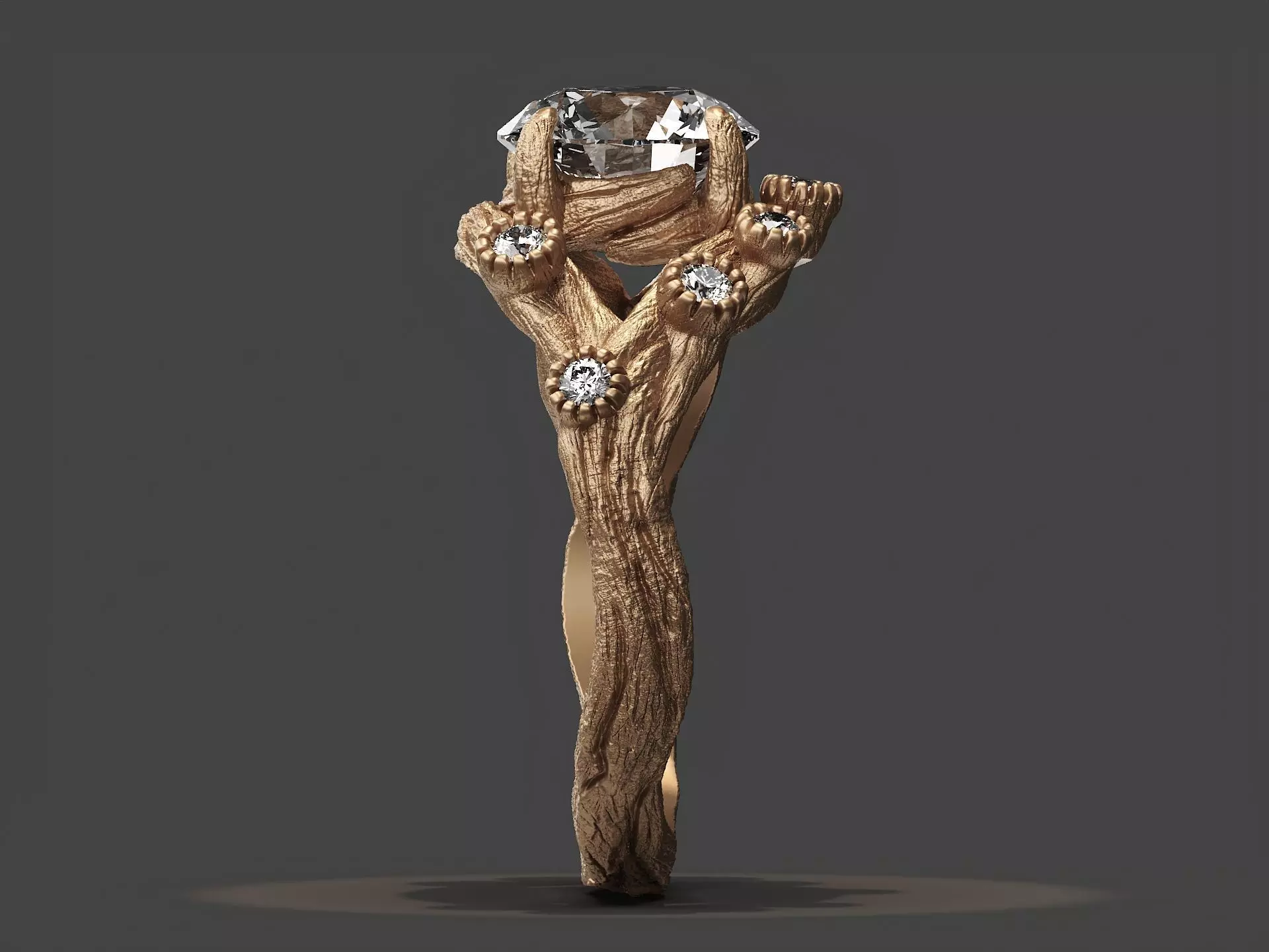 Tree Bark Ring Organic Branch 3D Print 3D Model 3D print model_4