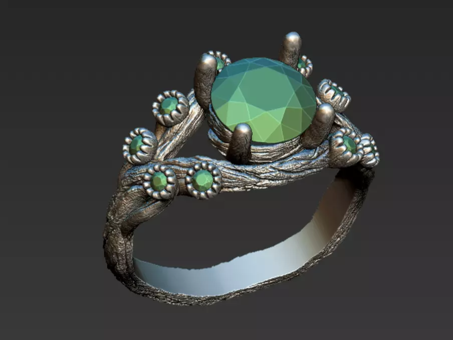 Tree Bark Ring Organic Branch 3D Print 3D Model 3D print model_1