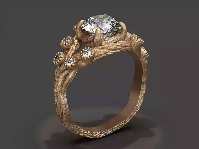 Tree Bark Ring Organic Branch 3D Print 3D Model