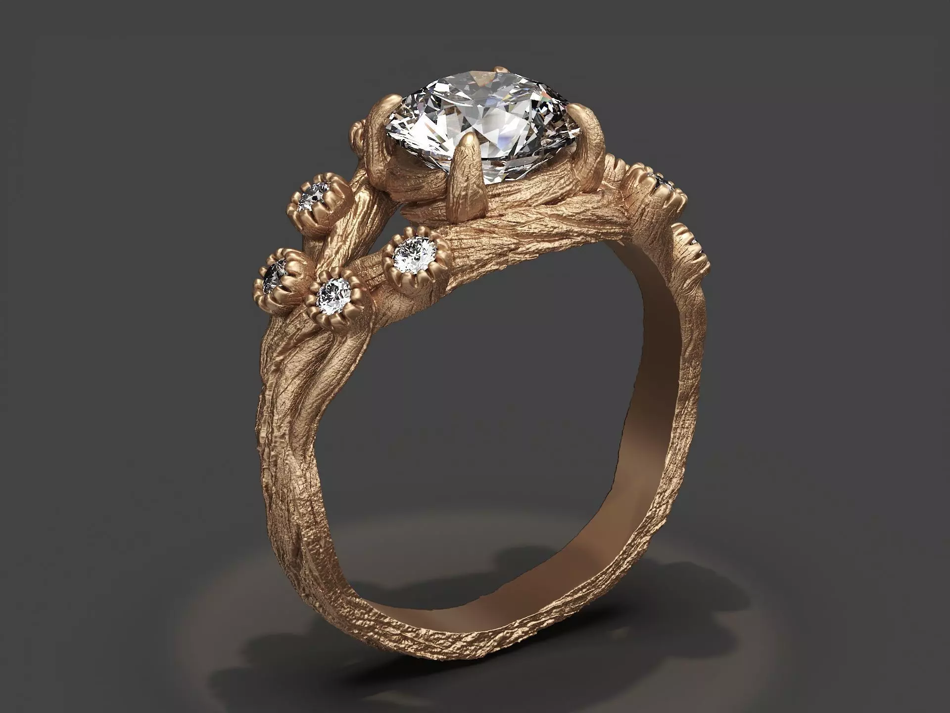 Tree Bark Ring Organic Branch 3D Print 3D Model 3D print model_0