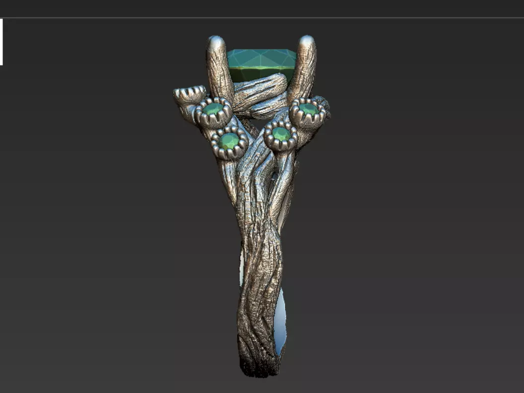 Tree Bark Ring Organic Branch 3D Print 3D Model 3D print model_5
