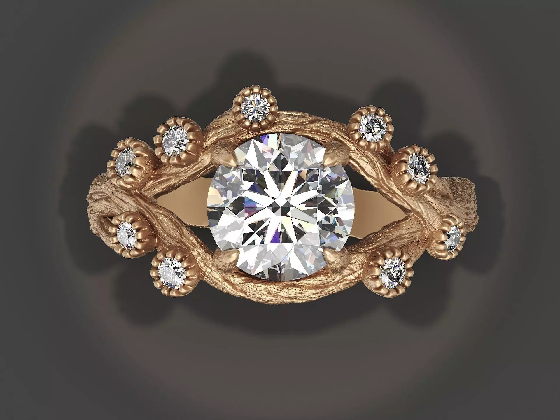 Tree Bark Ring Organic Branch 3D Print 3D Model 3D print model_2