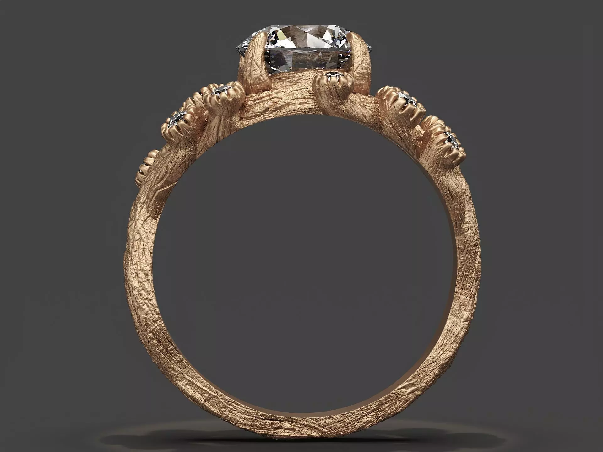 Tree Bark Ring Organic Branch 3D Print 3D Model 3D print model_7