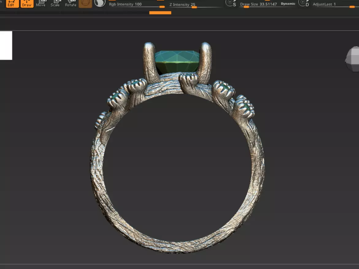 Tree Bark Ring Organic Branch 3D Print 3D Model 3D print model_3