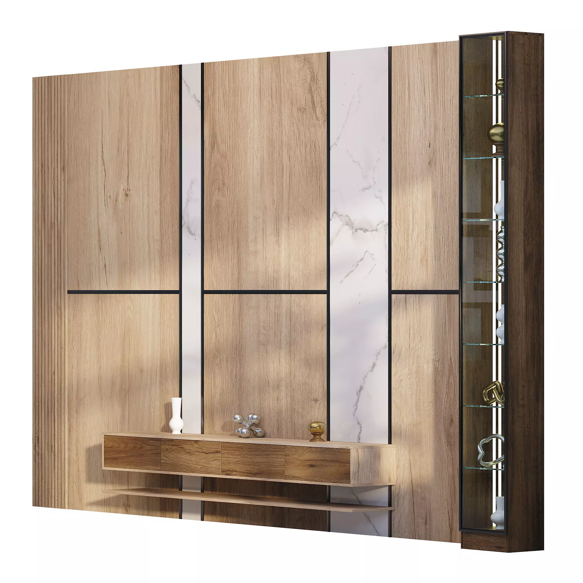 Tv wall 002 Low-poly 3D model_0