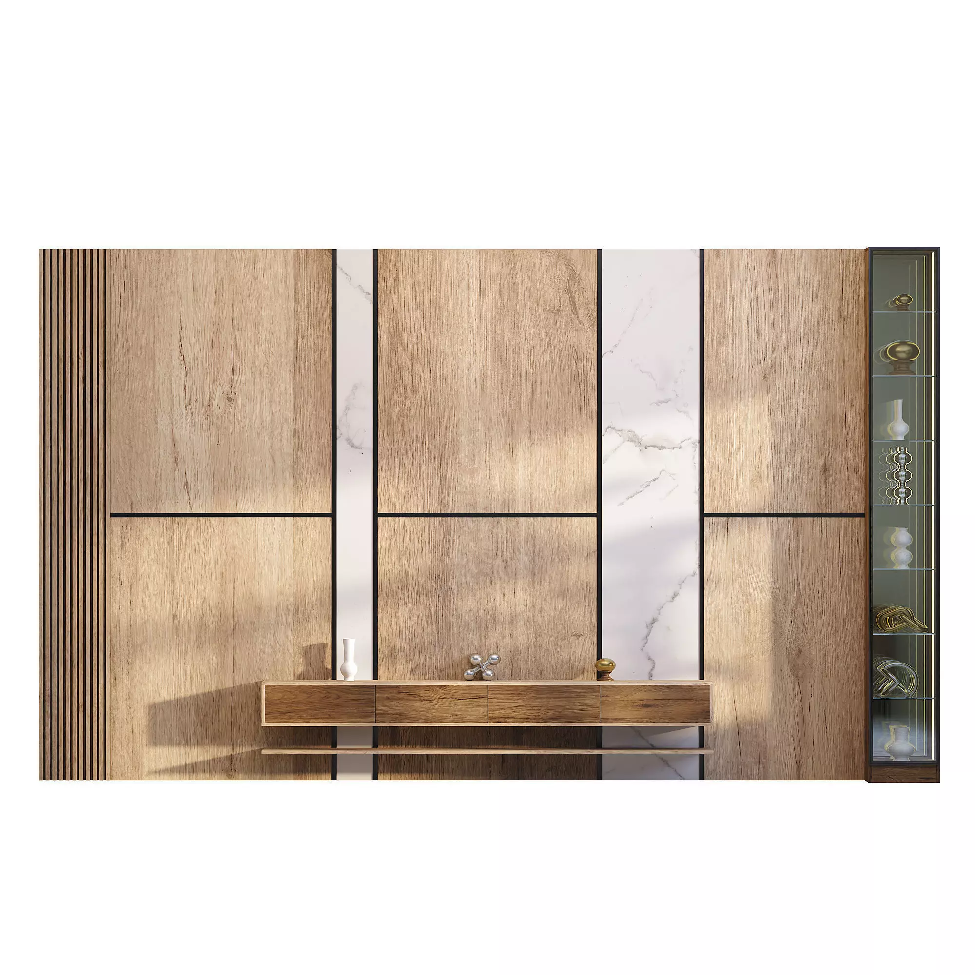 Tv wall 002 Low-poly 3D model_2