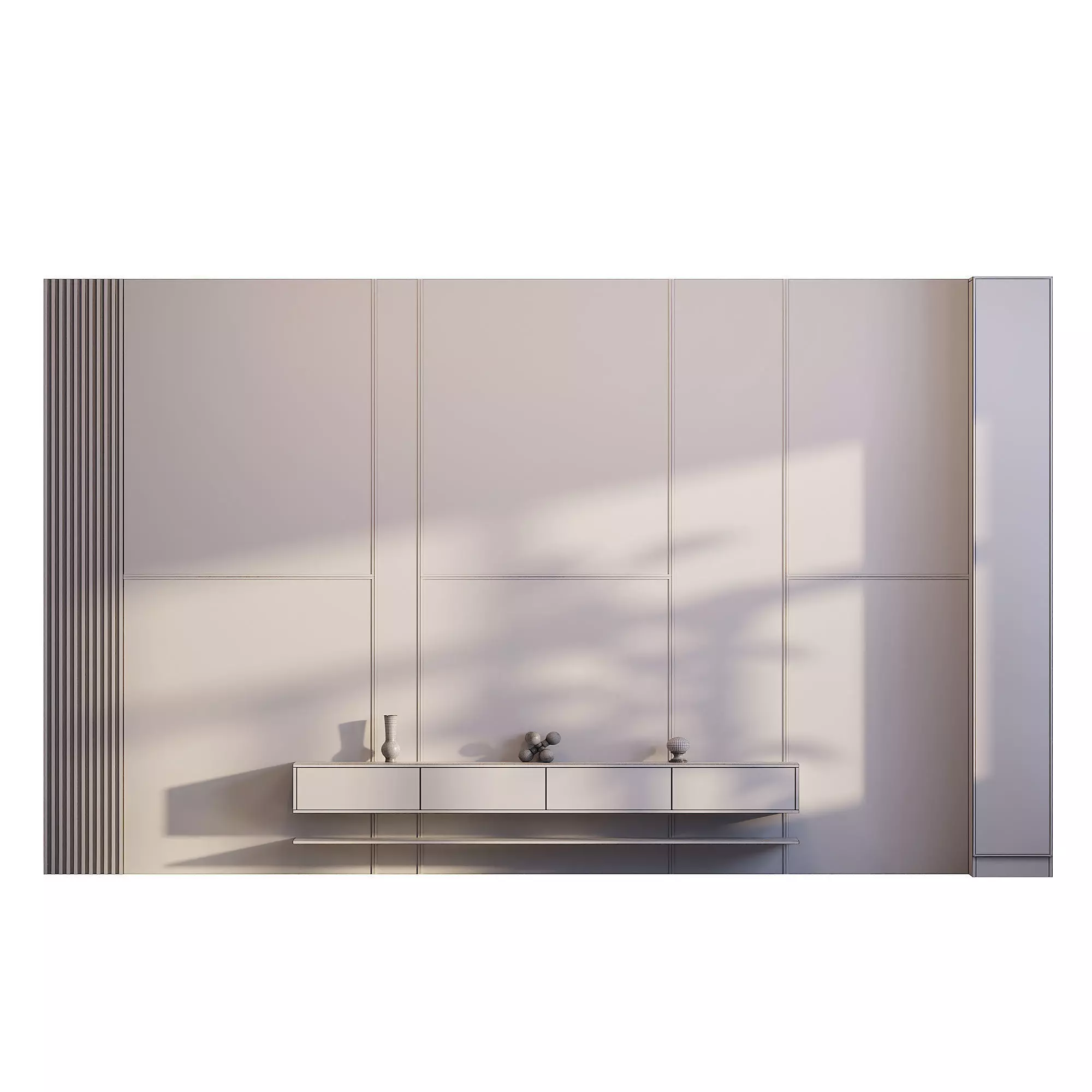 Tv wall 002 Low-poly 3D model_4