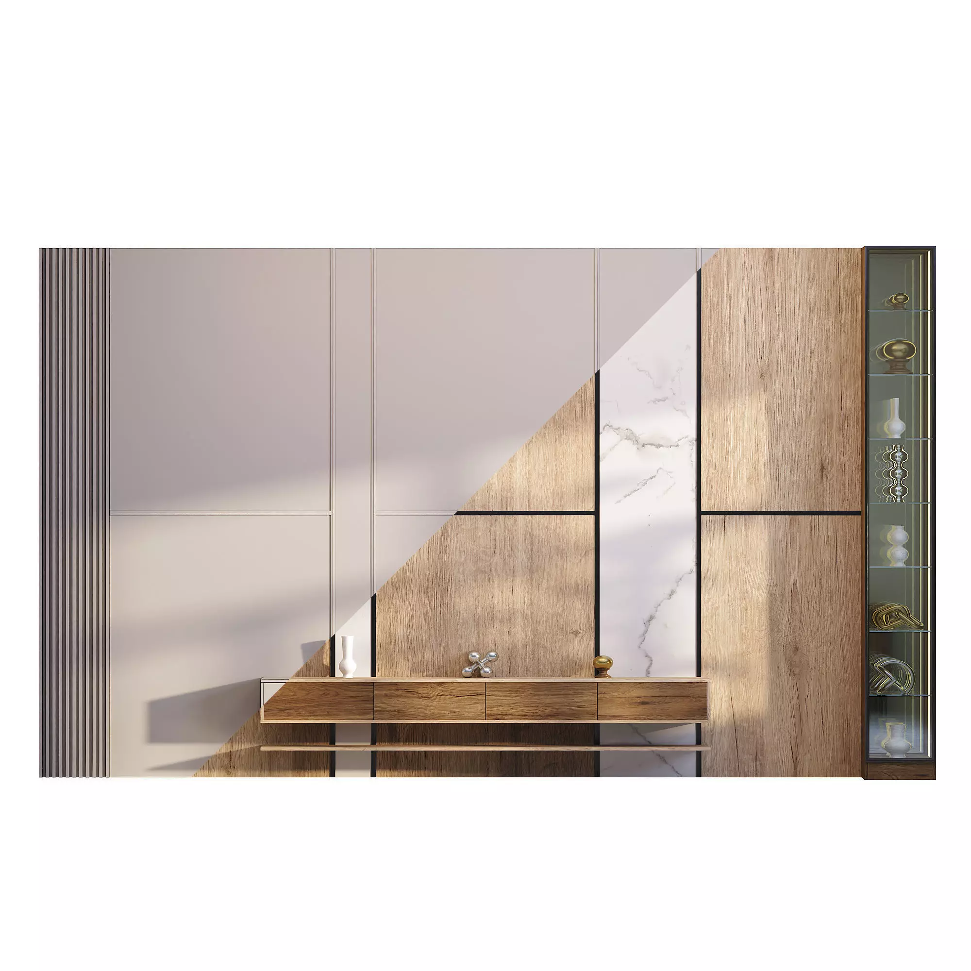 Tv wall 002 Low-poly 3D model_3