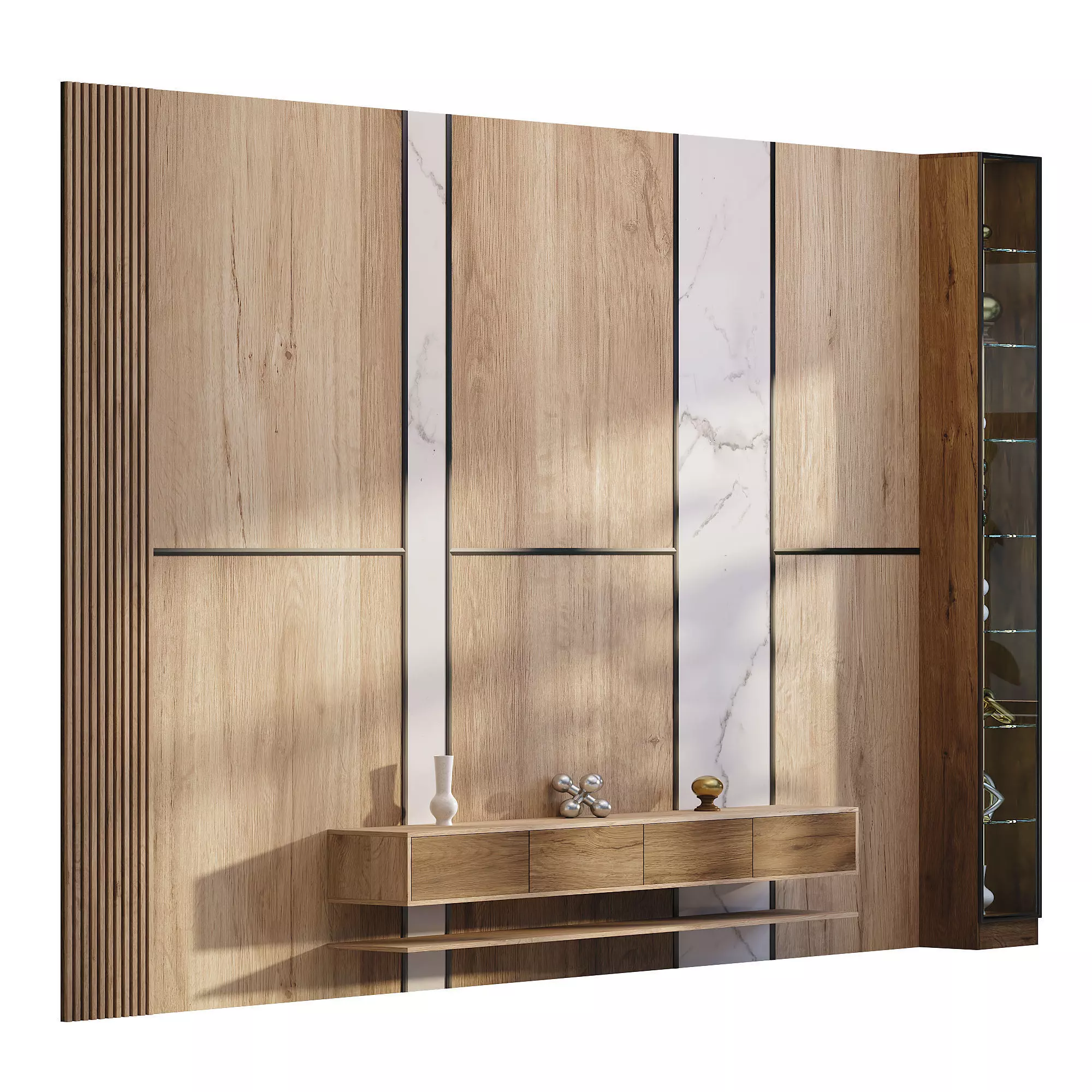 Tv wall 002 Low-poly 3D model_1