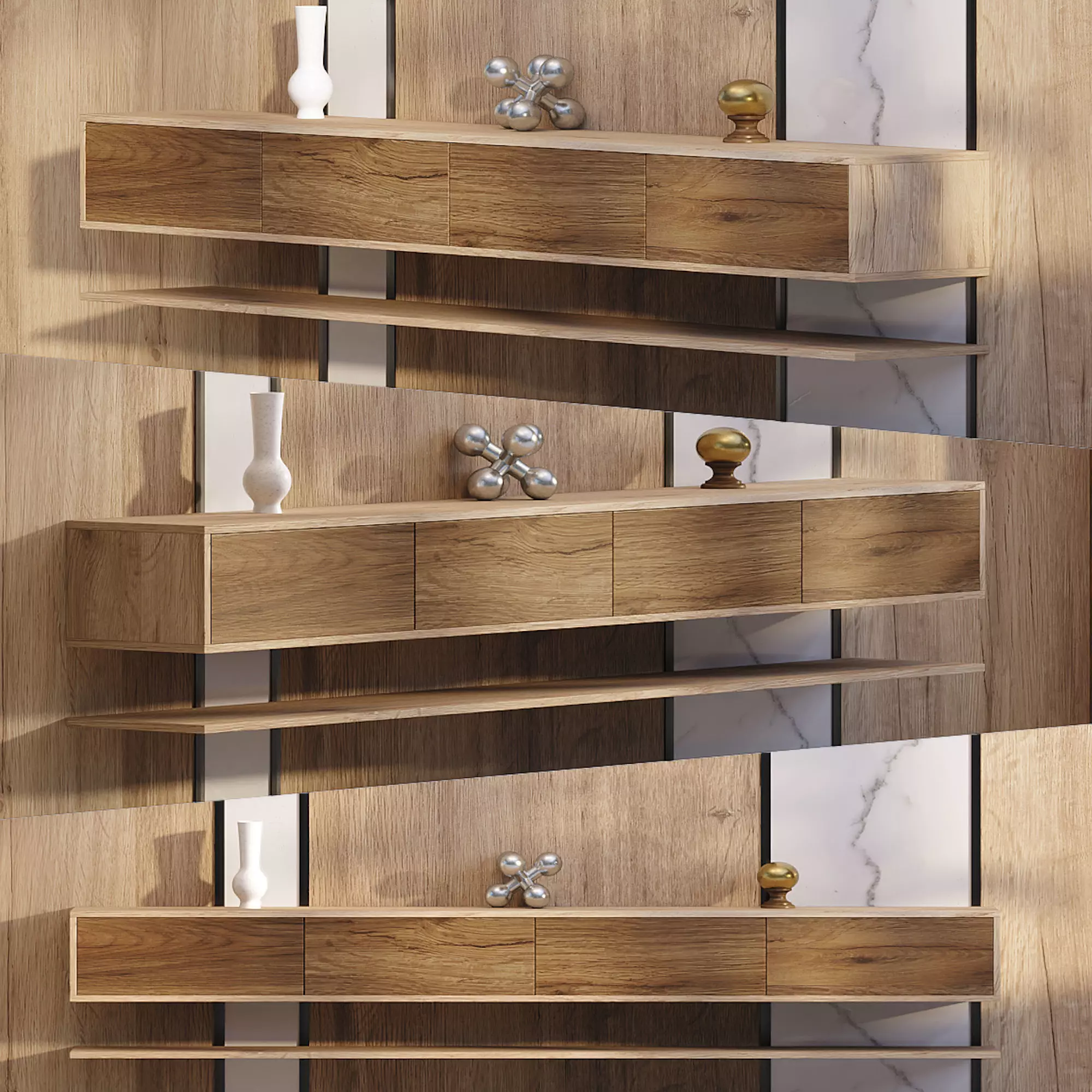 Tv wall 002 Low-poly 3D model_5