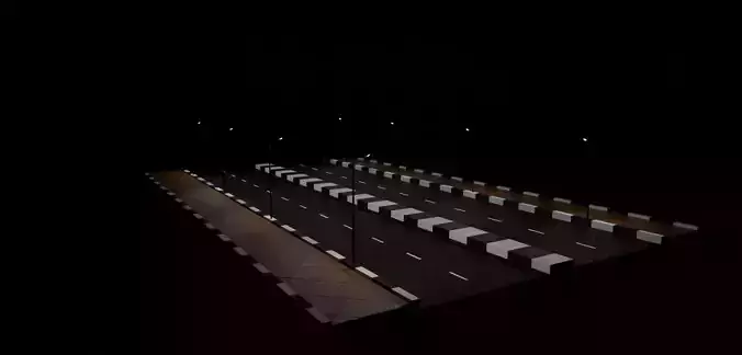 Road with Street Light 3D model