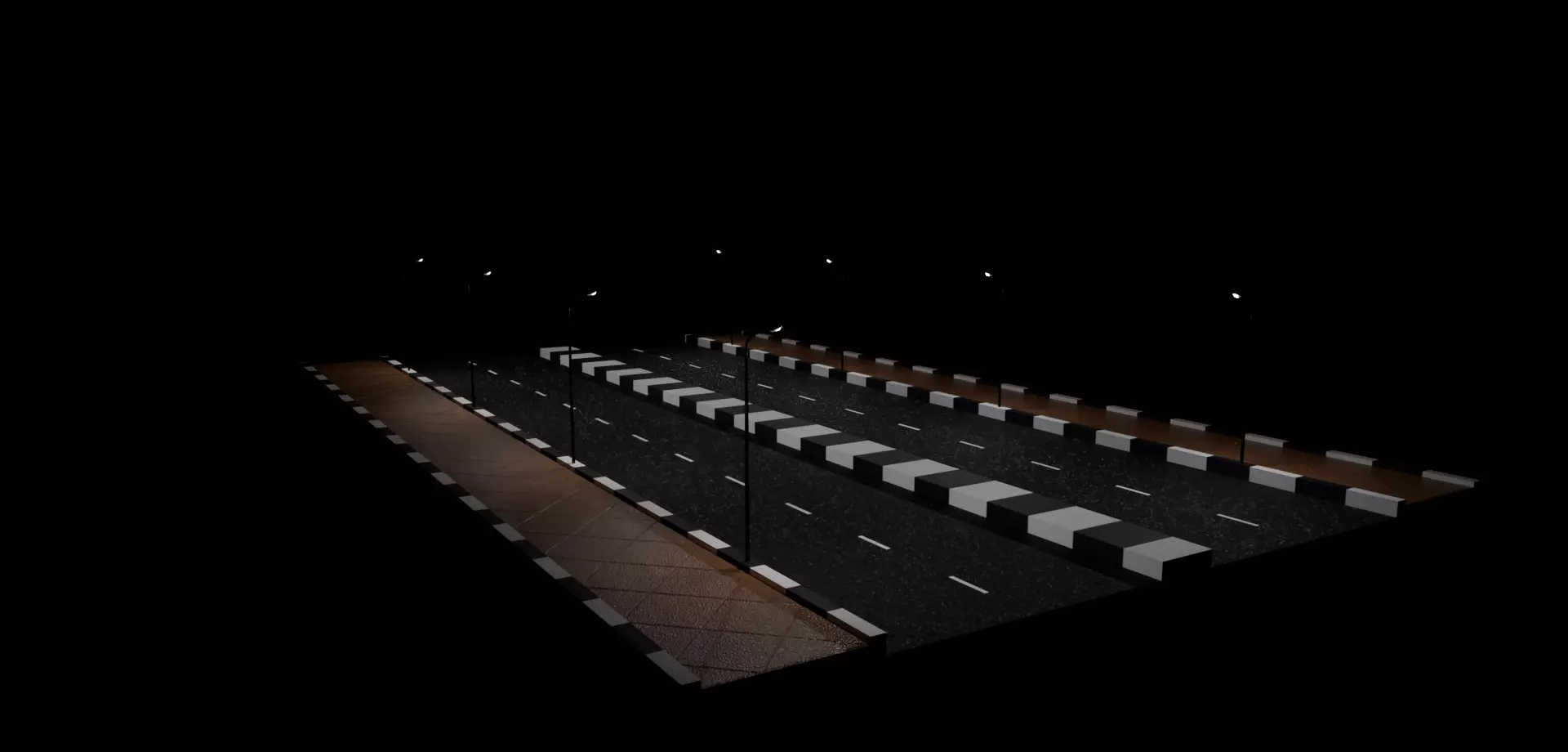 Road with Street Light 3D model_0