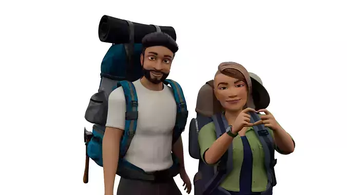 Semi-Realistic Traveler Ben and Ruby - MAYA and Blender Rigged