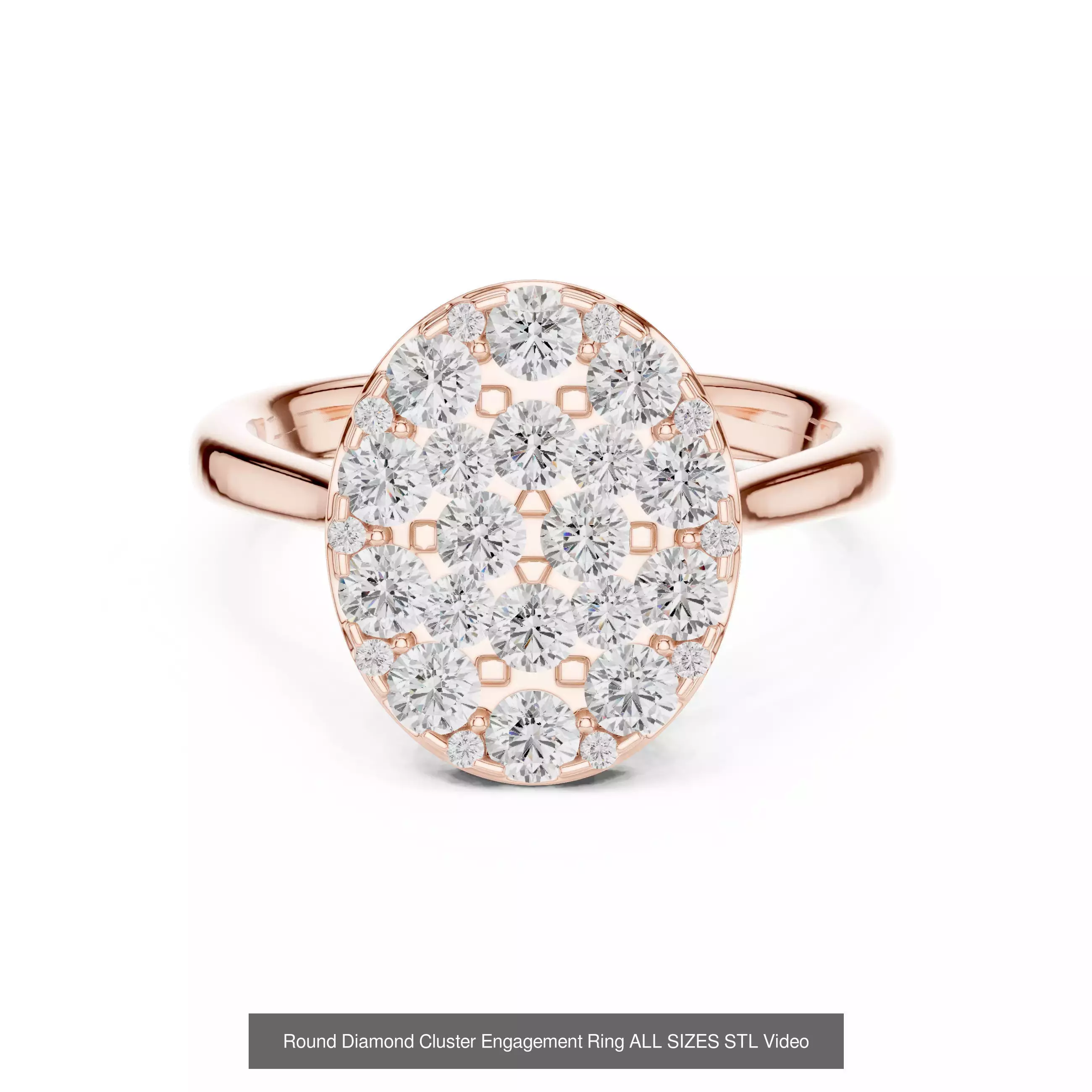 43 Solitaire Halo Diamond Engagement Ring ALL SIZES STL Video 3D Model Collection_32