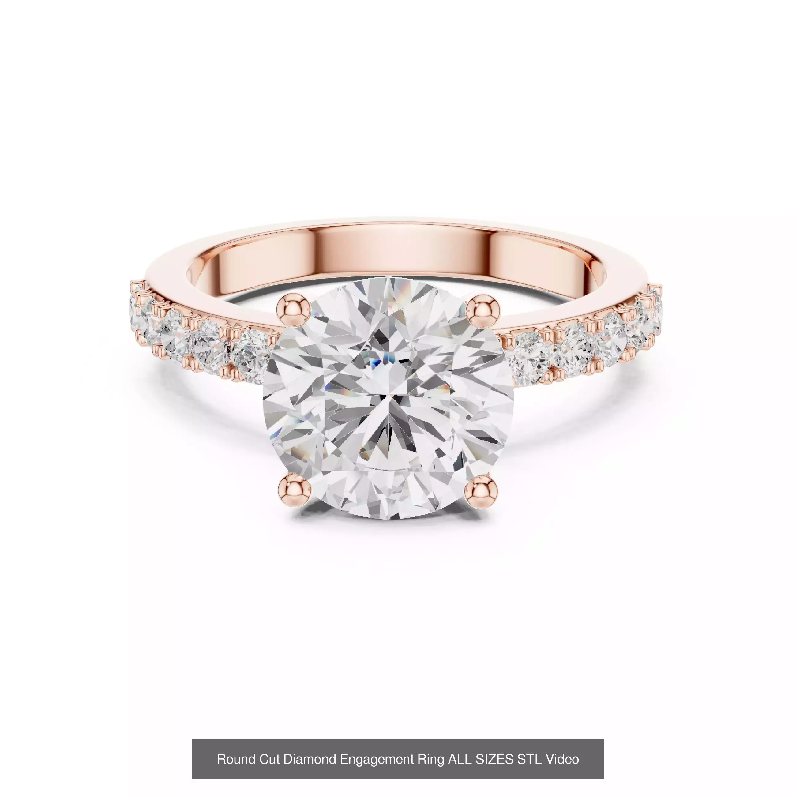 43 Solitaire Halo Diamond Engagement Ring ALL SIZES STL Video 3D Model Collection_21