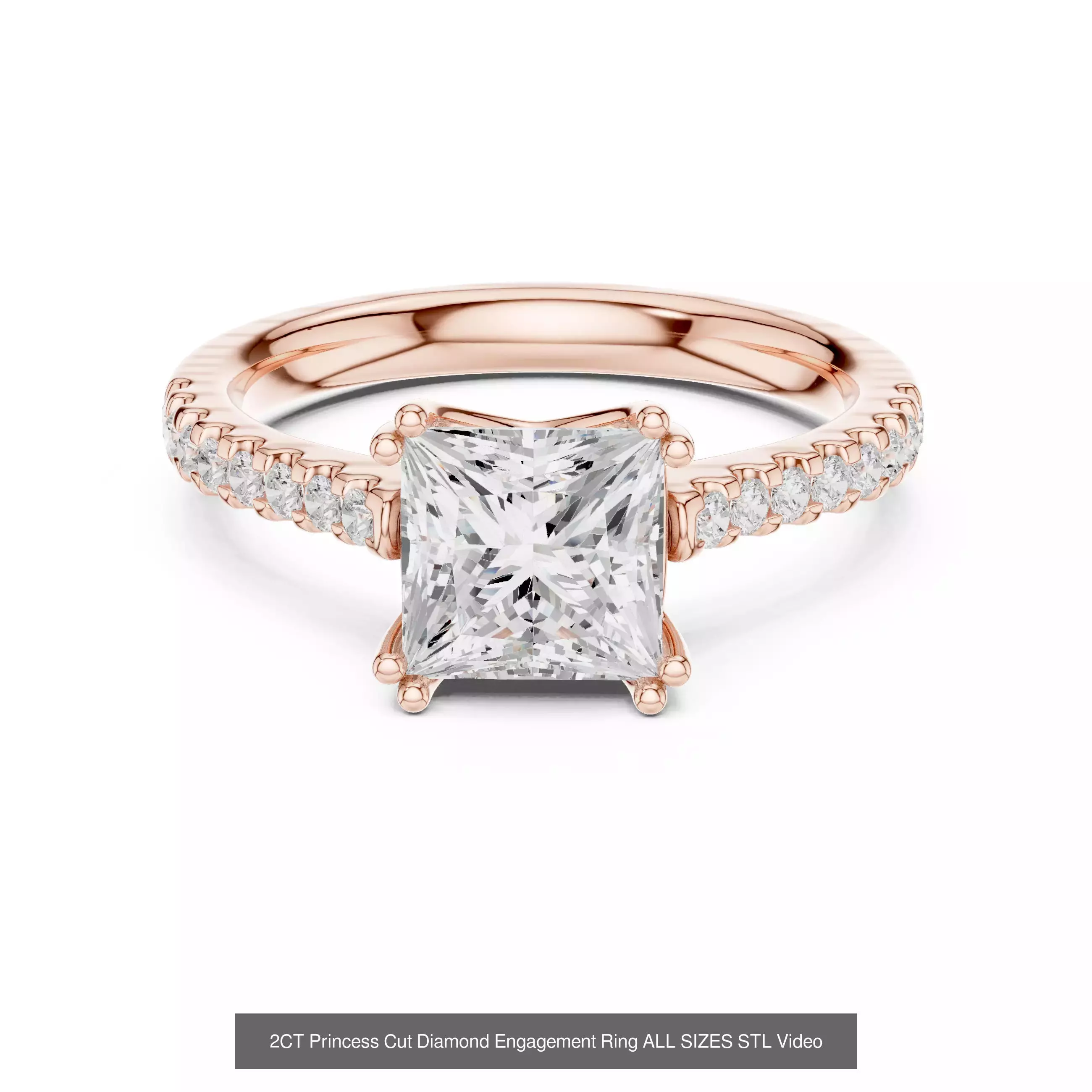 43 Solitaire Halo Diamond Engagement Ring ALL SIZES STL Video 3D Model Collection_18