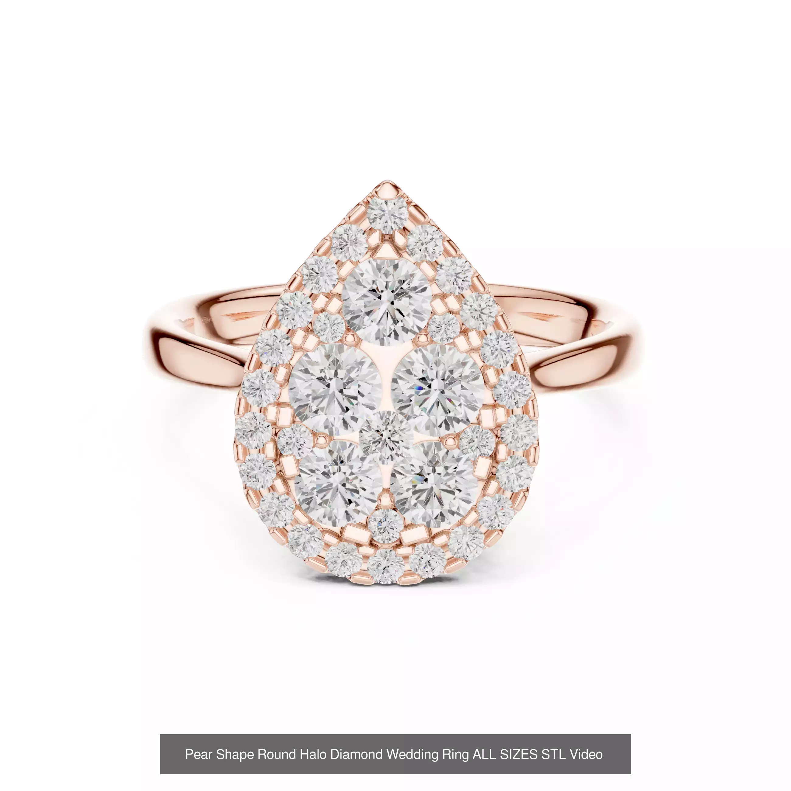 43 Solitaire Halo Diamond Engagement Ring ALL SIZES STL Video 3D Model Collection_34