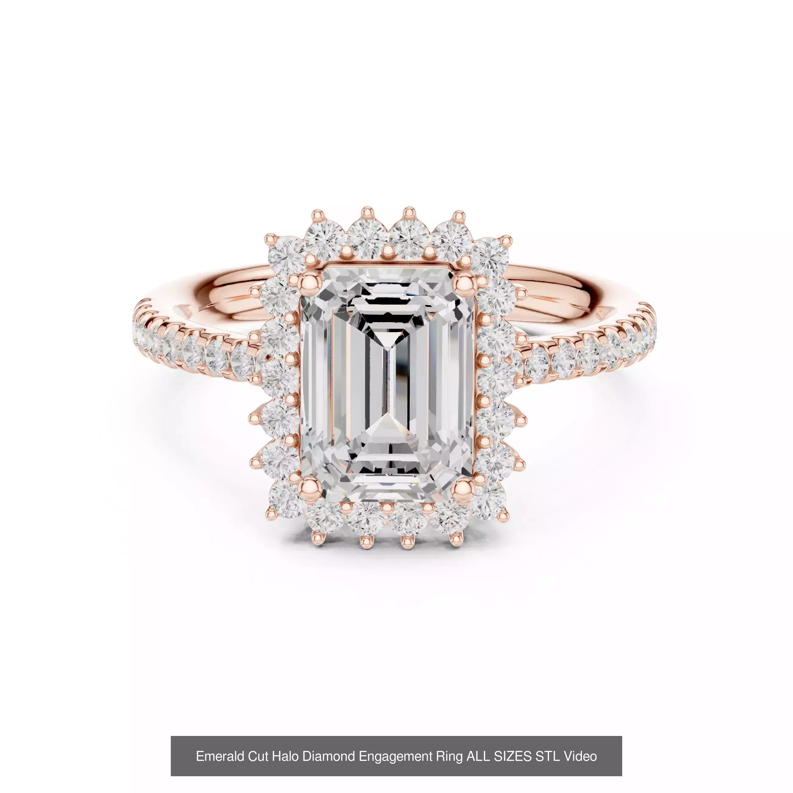 43 Solitaire Halo Diamond Engagement Ring ALL SIZES STL Video 3D Model Collection_14