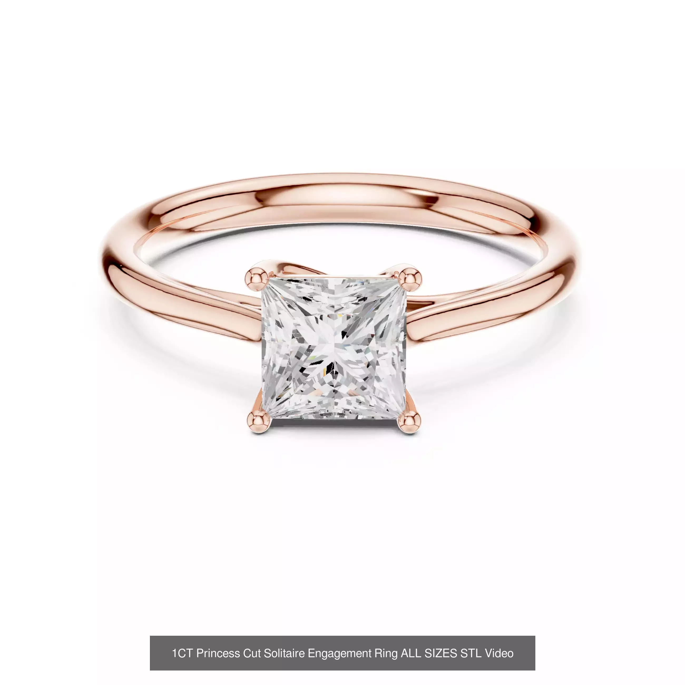 43 Solitaire Halo Diamond Engagement Ring ALL SIZES STL Video 3D Model Collection_43