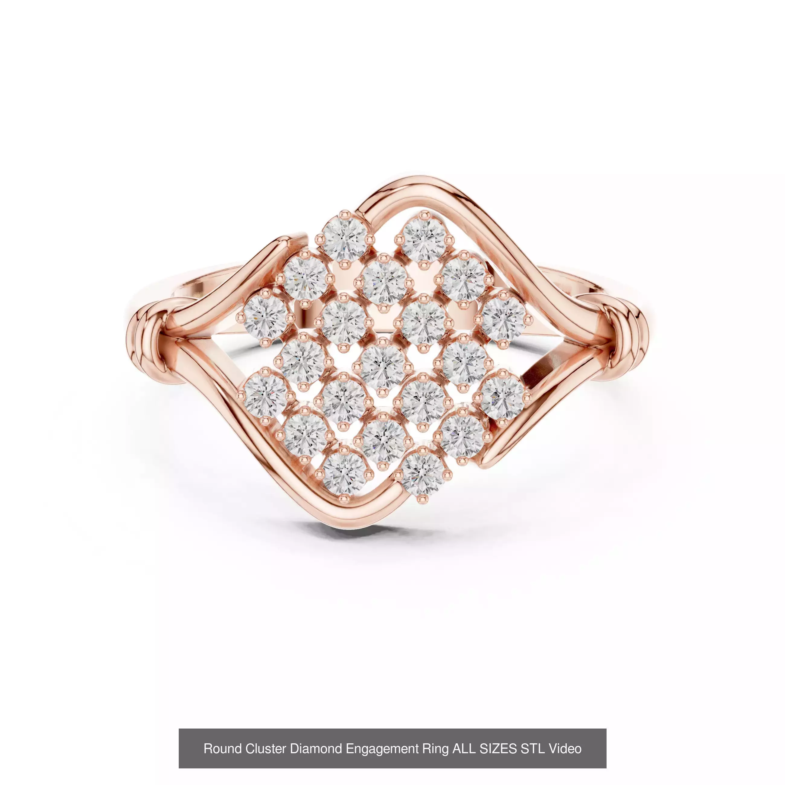 43 Solitaire Halo Diamond Engagement Ring ALL SIZES STL Video 3D Model Collection_26