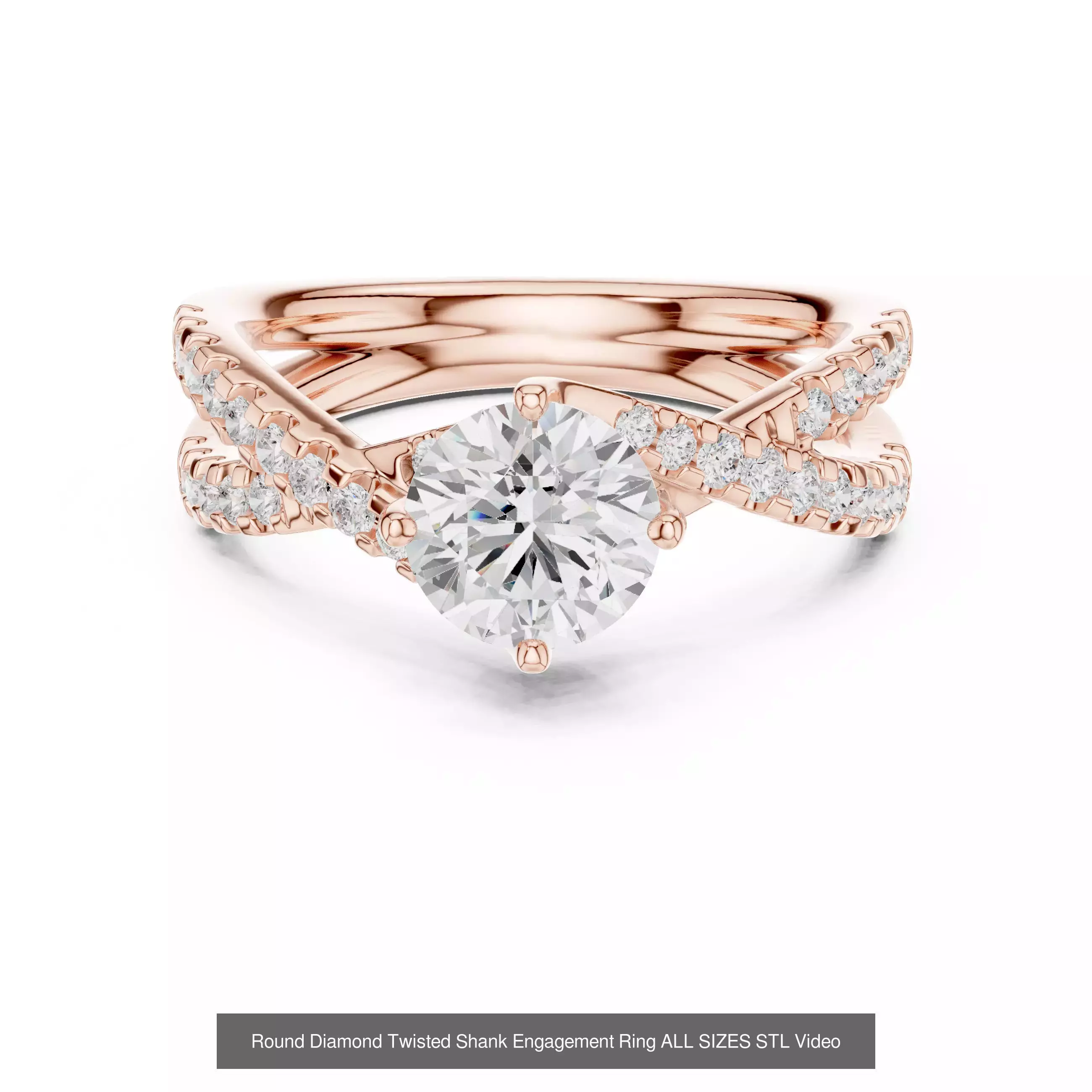 43 Solitaire Halo Diamond Engagement Ring ALL SIZES STL Video 3D Model Collection_5