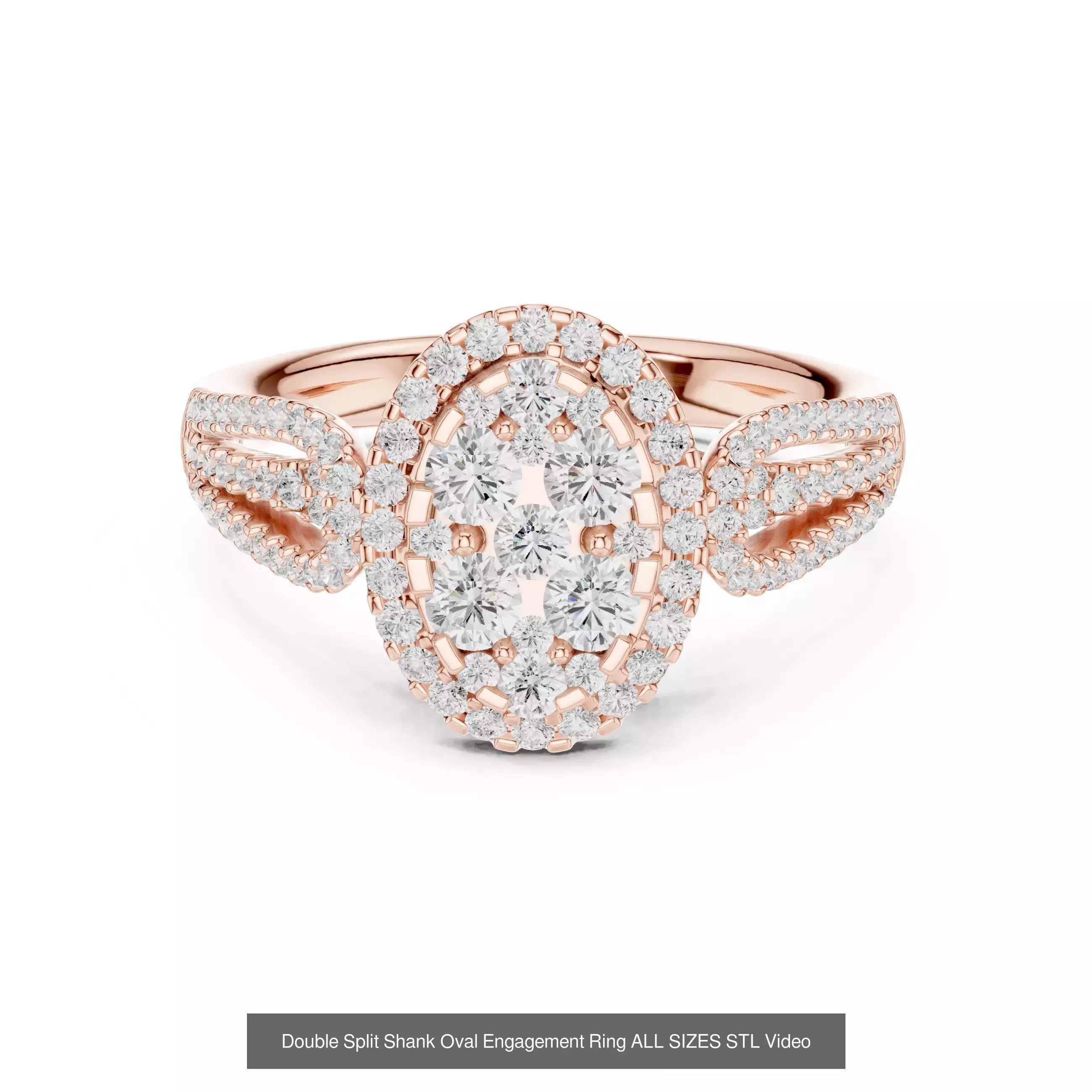 43 Solitaire Halo Diamond Engagement Ring ALL SIZES STL Video 3D Model Collection_25