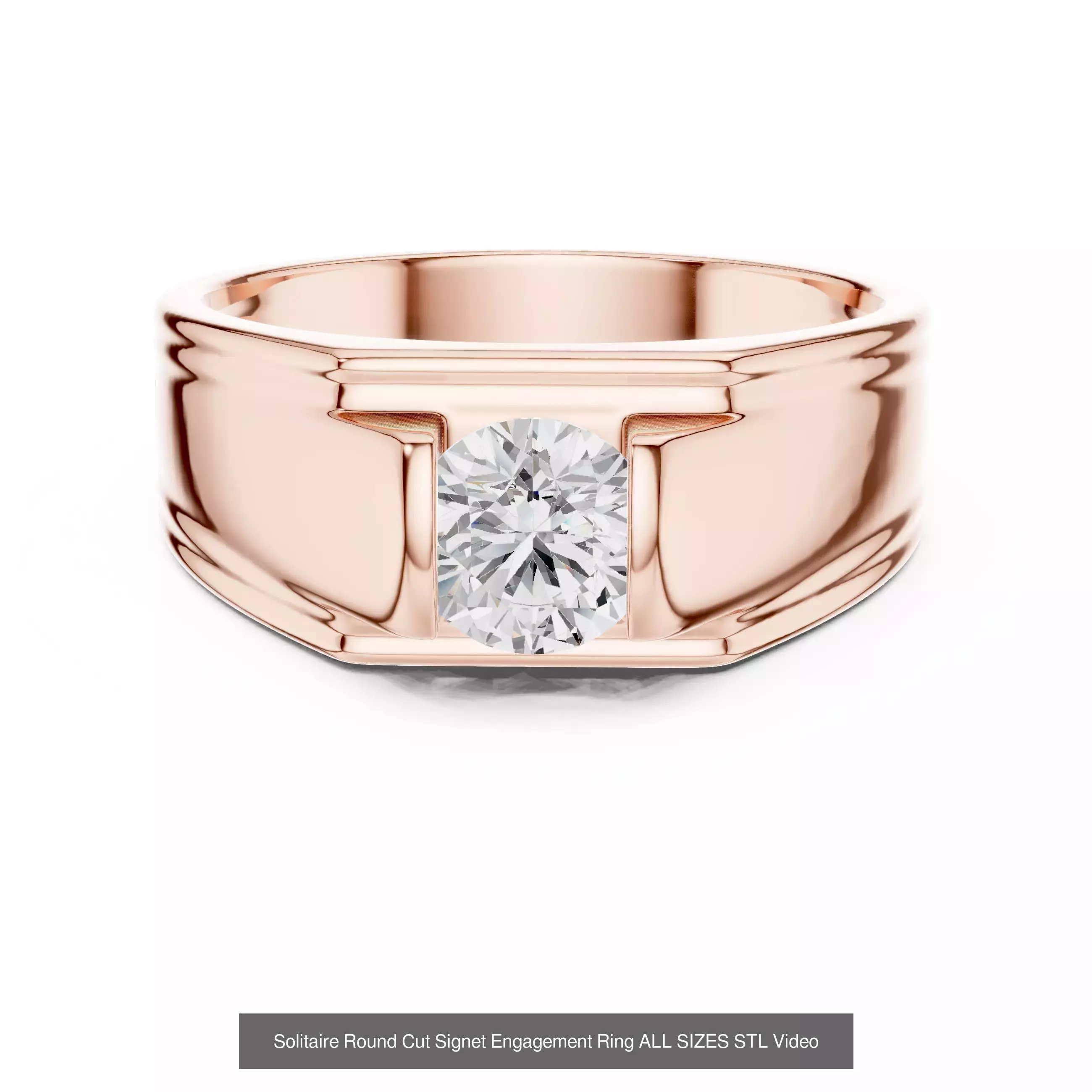 43 Solitaire Halo Diamond Engagement Ring ALL SIZES STL Video 3D Model Collection_47