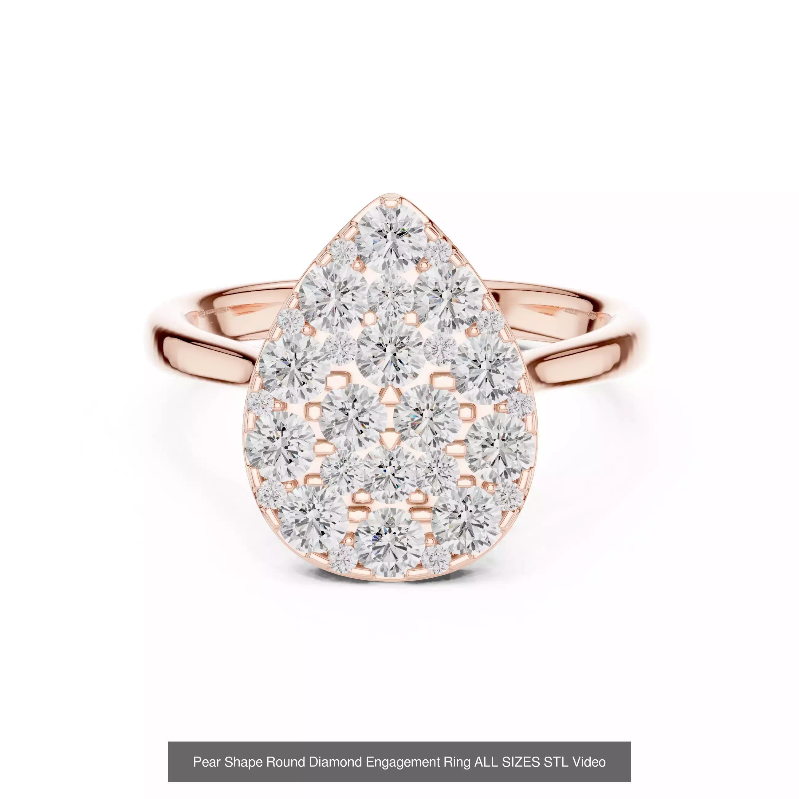 43 Solitaire Halo Diamond Engagement Ring ALL SIZES STL Video 3D Model Collection_33