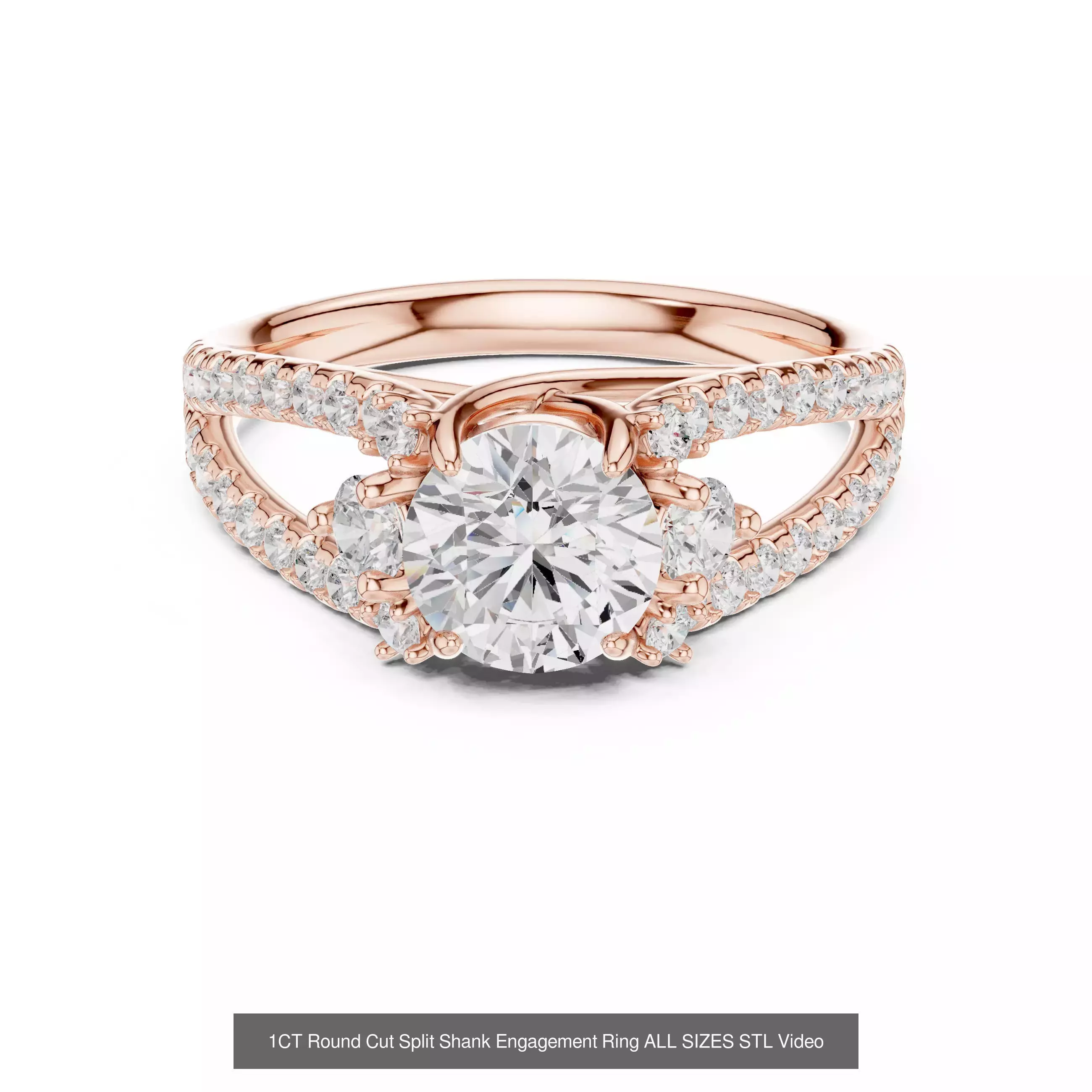 43 Solitaire Halo Diamond Engagement Ring ALL SIZES STL Video 3D Model Collection_38