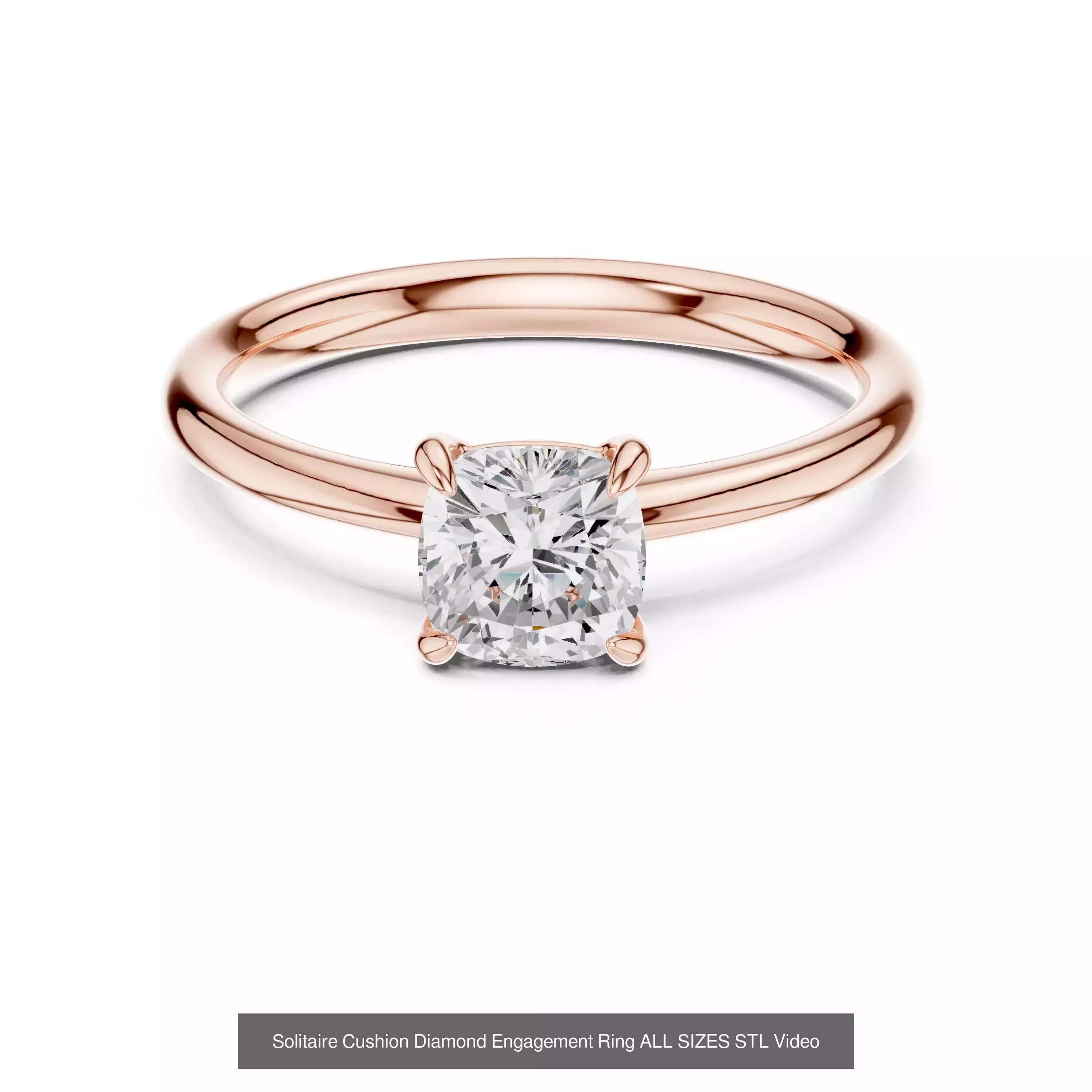 43 Solitaire Halo Diamond Engagement Ring ALL SIZES STL Video 3D Model Collection_42