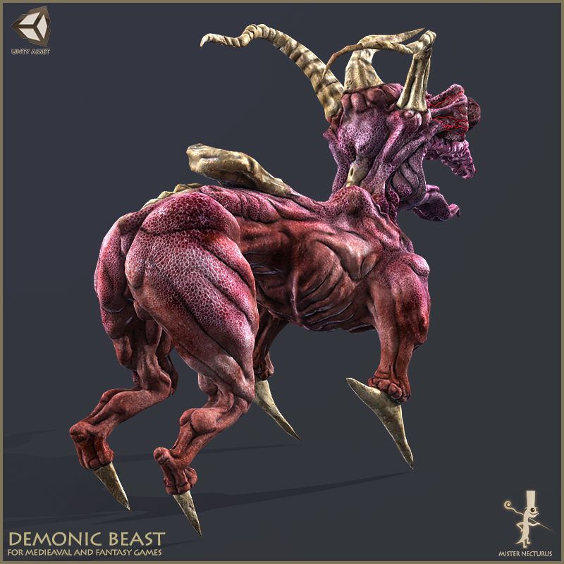 Demonic Beast Low-poly 3D model_5